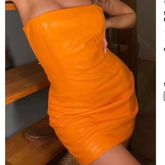 Tiger Mist Vegan Leather Mini Strapless Tube Dress Orange Size Small - Picture 4 of 10